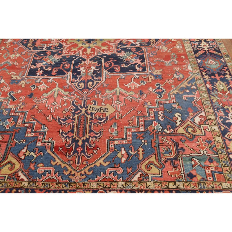 Vegetable Dye Heriz Serapi Persian Antique Rug Handmade Wool Carpet - 7'8" x 10'7"