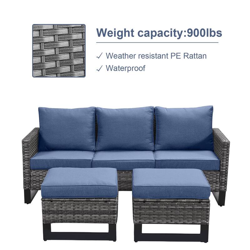 Gymojoy PE Wicker Sofa Rocking Chair Ottoman Set of 9 Weather-resistance