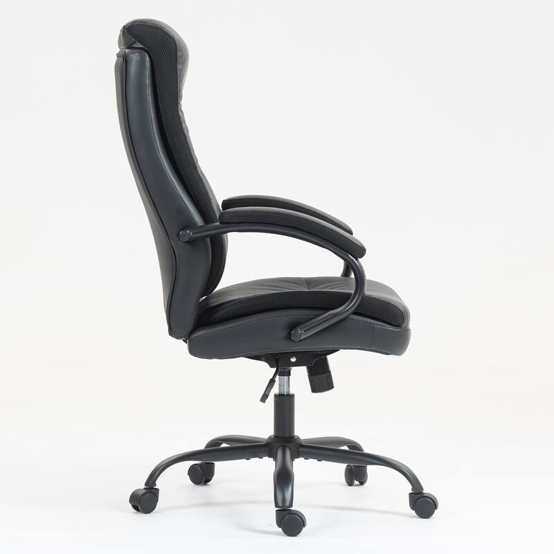 Black PU Leather Executive Office Chair with Ergonomic High Back and Adjustable Height