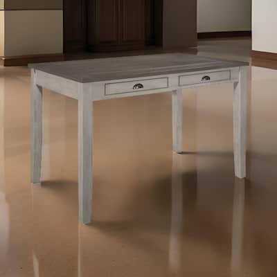 Brian 37 Inch Counter Height Table, Brown Top, 4 Drawers, Gray Solid Wood