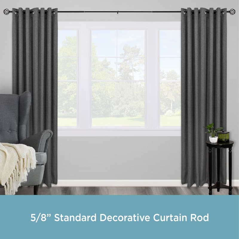 Kenney® Cage 5/8" Standard Decorative Window Curtain Rod, 28-48", Black