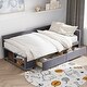 preview thumbnail 2 of 16, Twin Size L-Shaped Upholstered Platform Bed with Built-In Storage and Drawers, Velvet Fabric