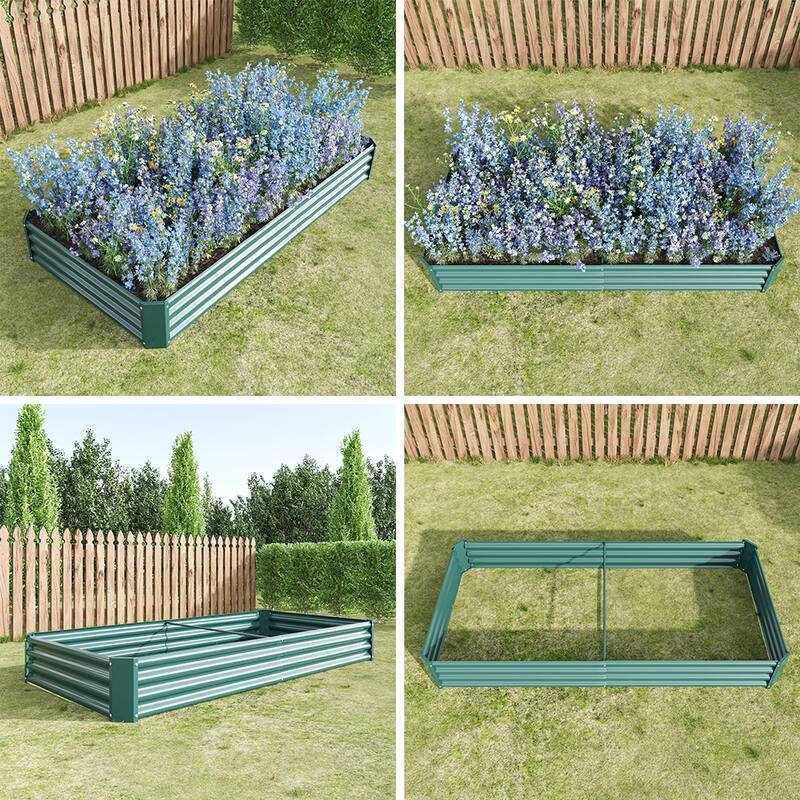 Outdoor Galvanized Metal Raised Garden Bed Kit - 7.6 x 3.7 x 1 ft