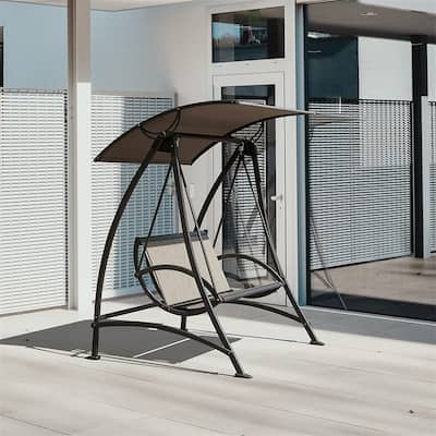 Crefise 2 Seat Patio Swings Chair with Adjustable Canopy