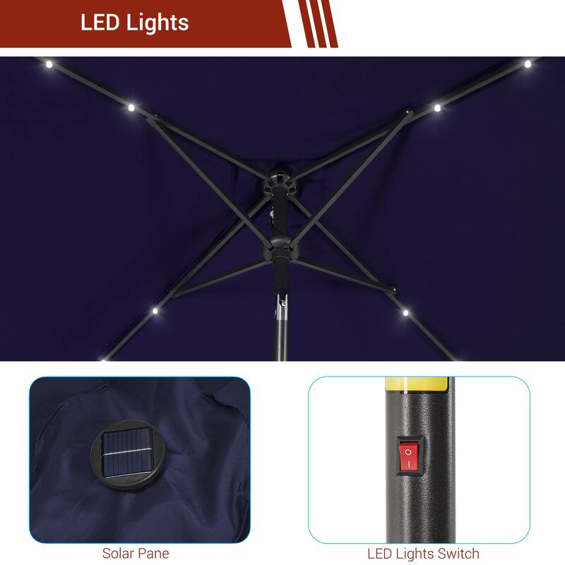 LIVOOSUN 6.5×6.5FT LED Square Patio Umbrella with UPF50+, Tilt Function, and Wind-Resistant Design——Experience Outdoor Comfort