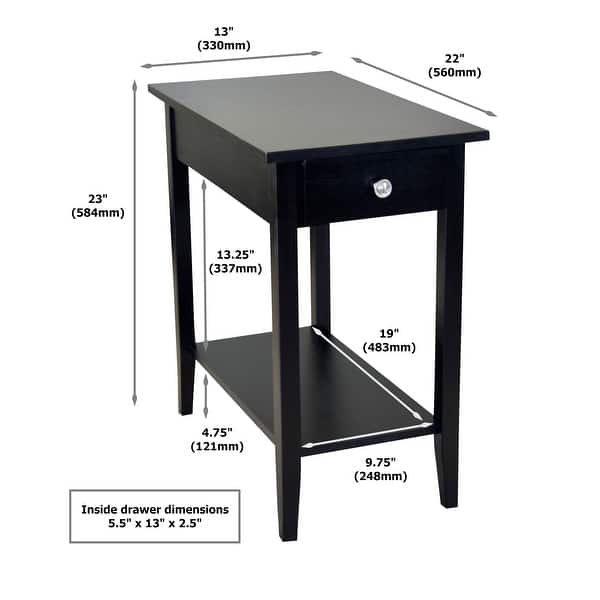 dimension image slide 1 of 3, Porch & Den Holly Hill Solid Acacia Recliner End Table