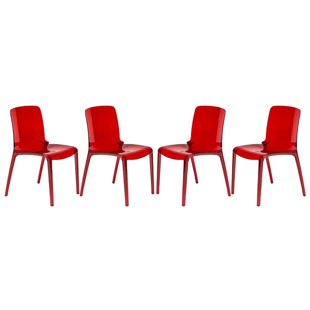 Murray Series Modern Stackable Acrylic Dining Chair with Transparent Design Accent Side Chair for Home & Kitchen (Set of 4)
