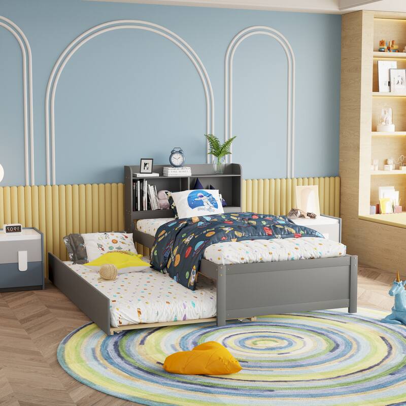 Bed with Trundle,Bookcase