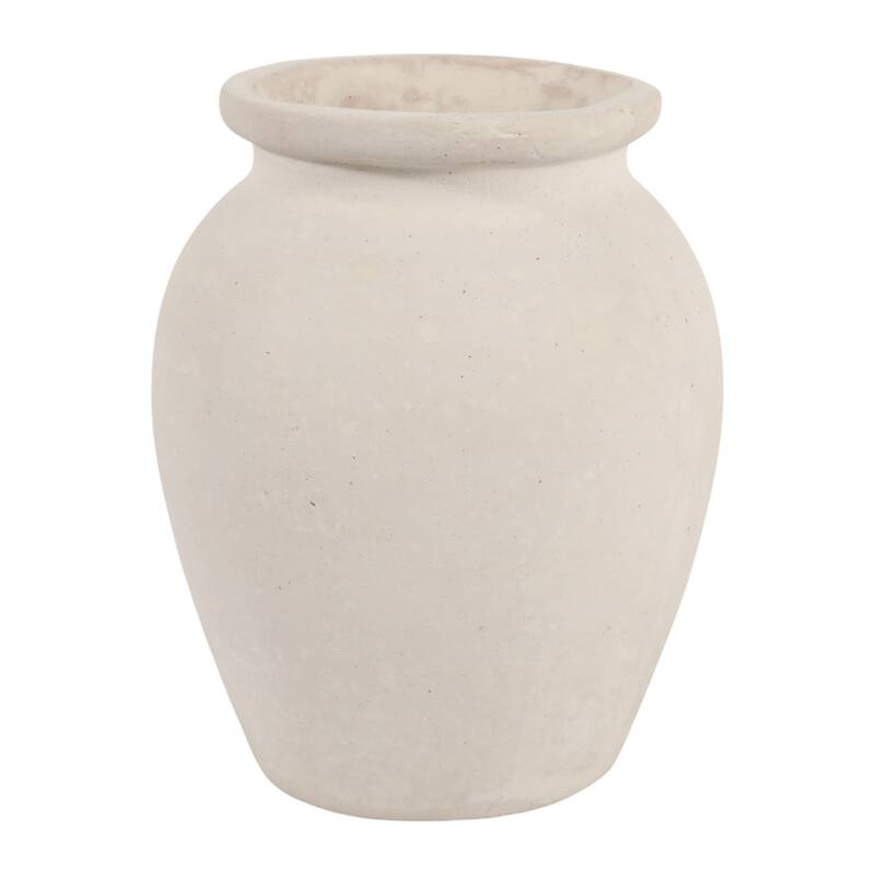 Decorative Round Pottery Vase - Rustic Boho Flower Vase