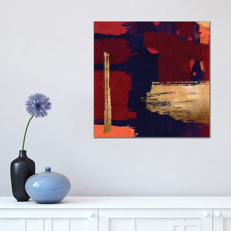 iCanvas "Brush Diptych Red II" by Danilo de Alexandria Canvas Print - 18x18x1.5