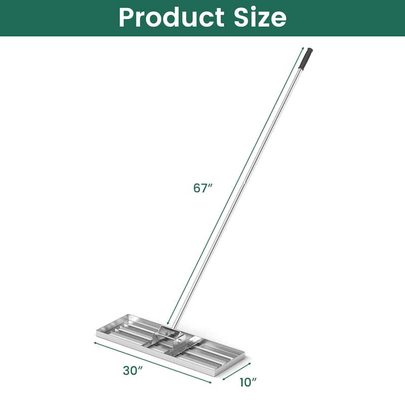 30'' x 10'' Garden Lawn Leveling Rake Heavy Duty Level Lawn Tool