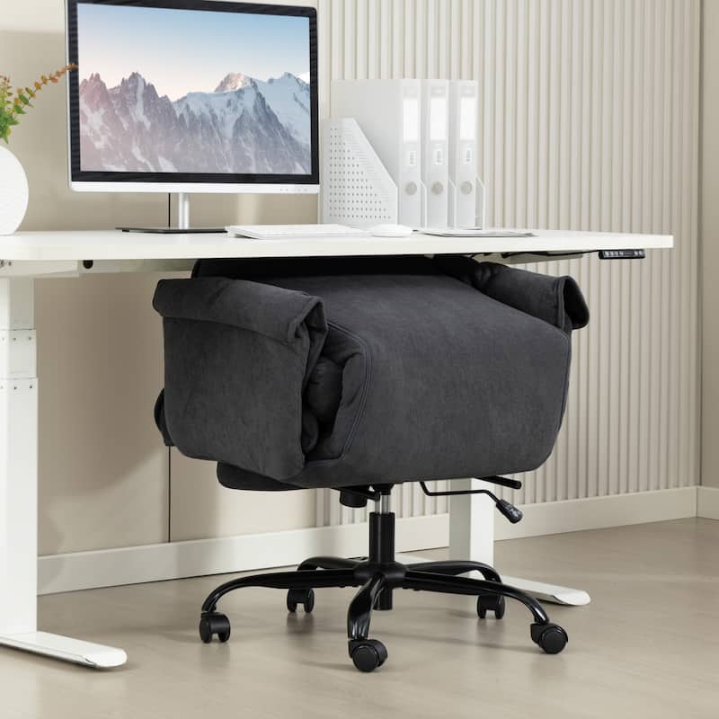 HOMCOM Executive Office Chair with Footrest, Reclining Swivel Computer Chair with High Back, Thick Cushion,Adjustable Height