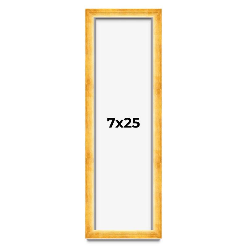 7x25 Shadow Box Frame Gold | 1.625 Inches Deep Real Wood Traditional