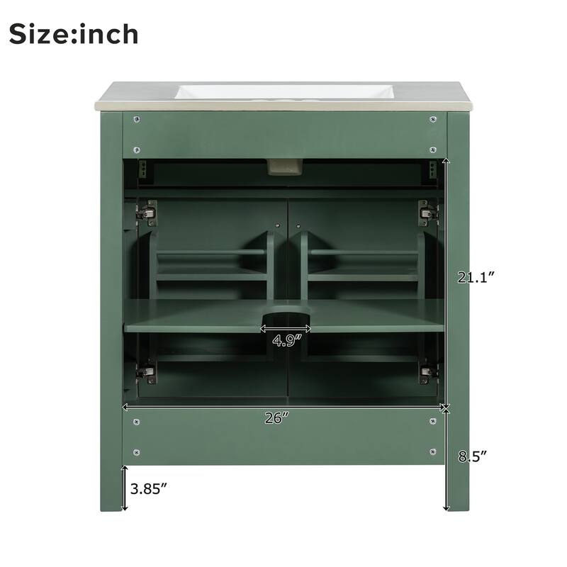 30-inch Bathroom Vanity with Ceramic Sink, 2 Doors, Soft Close Doors