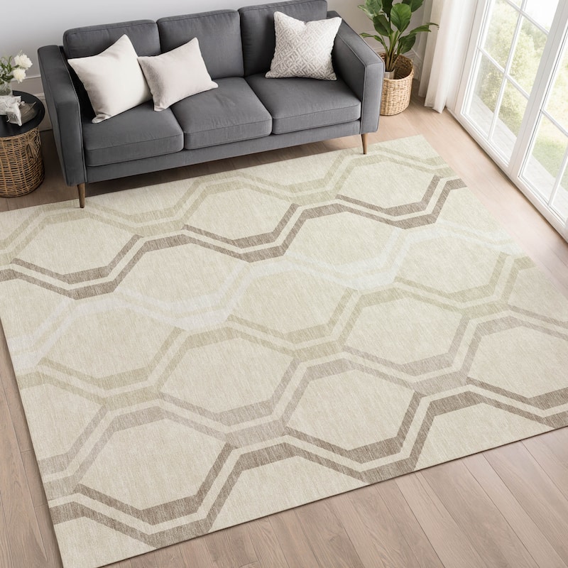 Machine Washable Indoor/ Outdoor Contemporary Dimensions Chantille Rug
