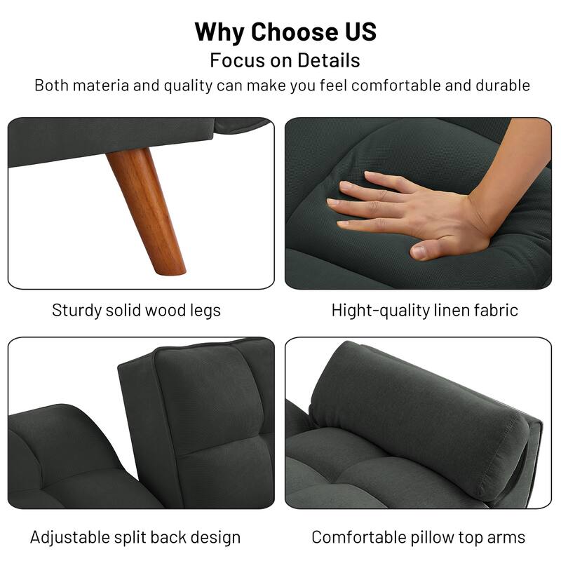 75.39'' Sofa Bed, Convertible Sleeper Couch with Pillows, Foldable Loveseat Furniture for Living Room