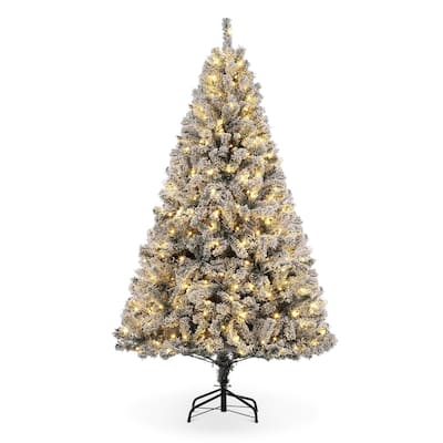 6 Ft Pre-Lit Snow Flocked Artificial Christmas Tree