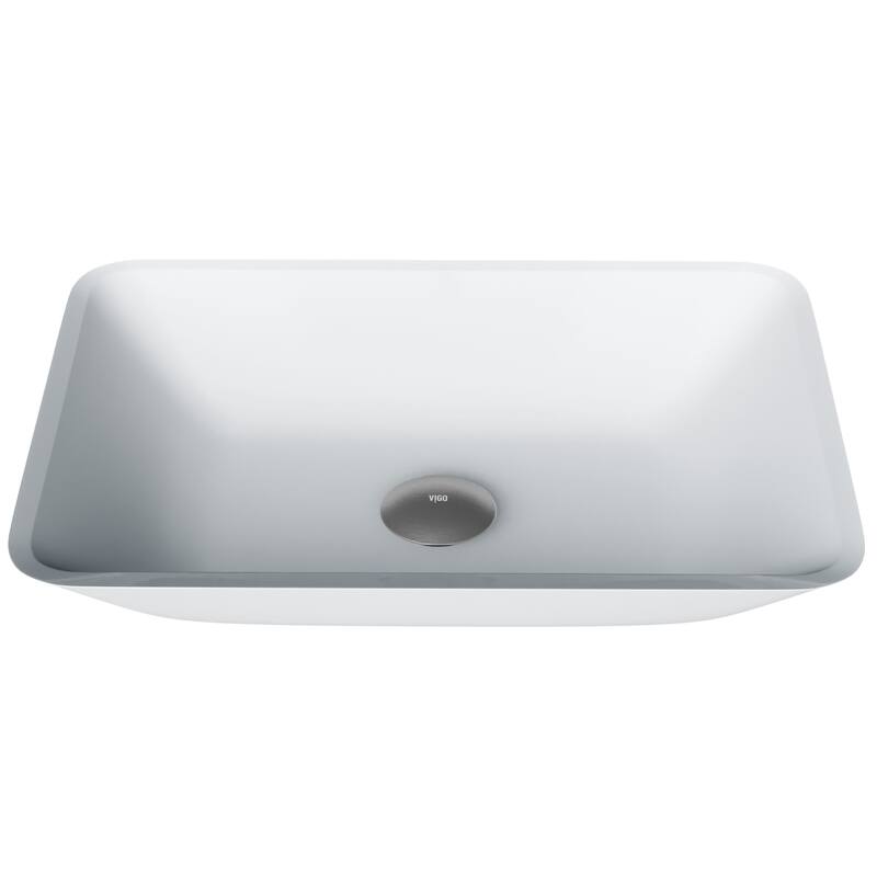 Vigo VG07114 Sottile 18" L x 13" W x 4" H Rectangular Glass Vessel - White MatteShell