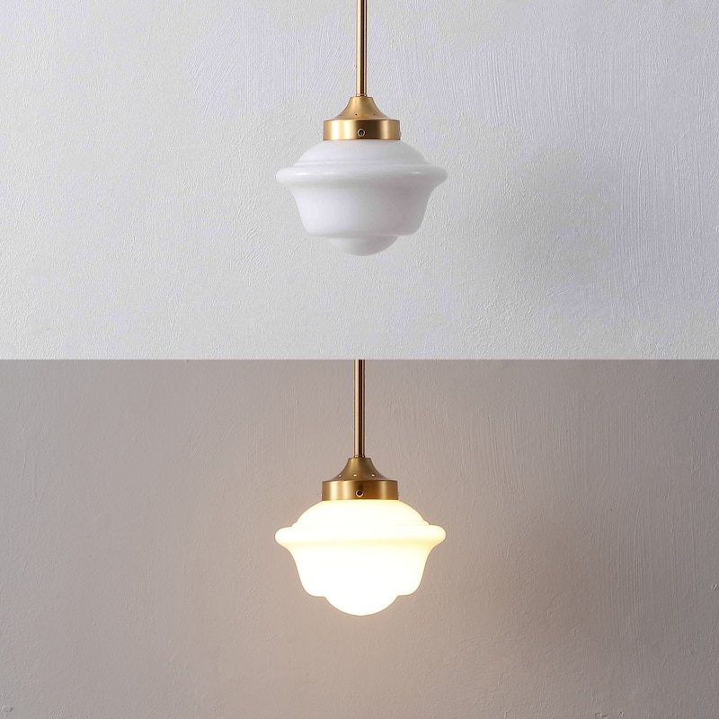 JONATHAN Y Cleo Adjustable Drop Metal/Glass LED Pendant