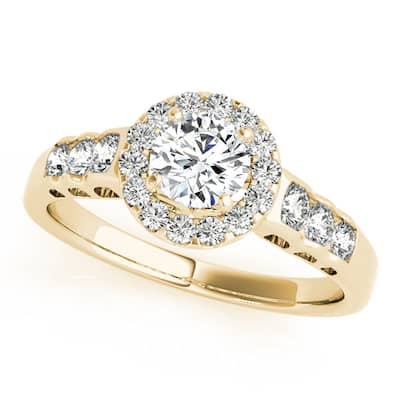 Auriya 14k Yellow Gold Lab Grown Round Diamond Halo Engagement Ring 0.50 to 5.00 ct. tw. (F-G VS)