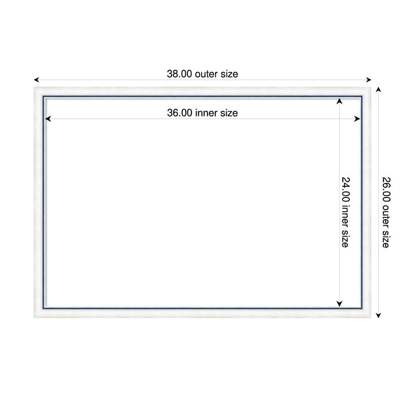 Amanti Art Morgan White Blue Framed Dry Erase Magnetic Board - 38 x 26 in - Morgan White Blue