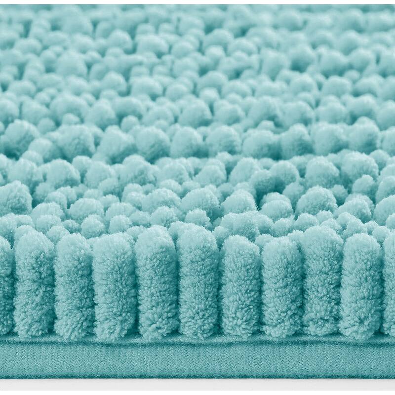 Large 2 Piece Set Spa Blue Soft Cozy Plush Chenille Bath Mat Bathroom Rug