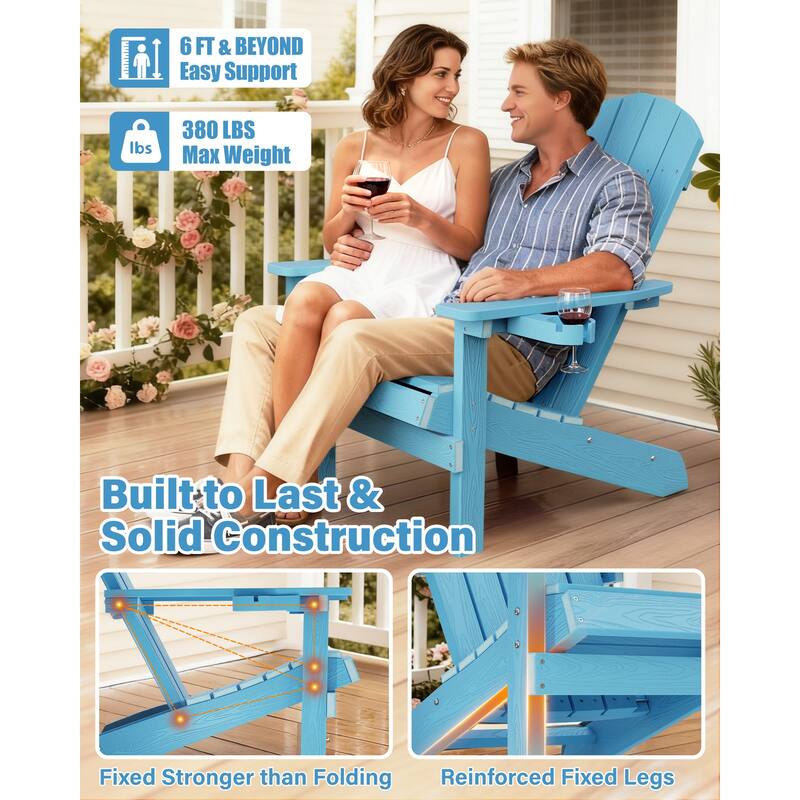 WINSOON All Weather HIPS Outdoor Plastic Adirondack Chairs Set of 4