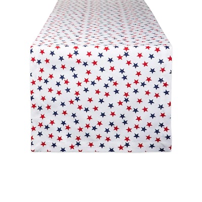 Stars Americana Cotton Table Runner - 72" - White and Red