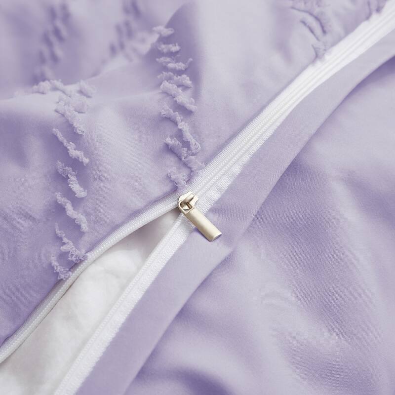 Tufted Clipped Jacquard Geometric Oversized Duvet Cover & Pillowcase Set