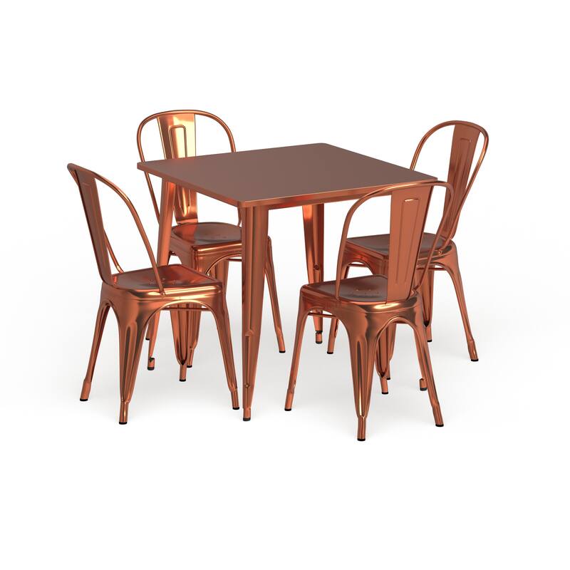 31.5-inch Square 5-piece Metal Indoor/ Outdoor Table and Chairs Set