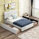 preview thumbnail 9 of 30, Queen Size PU Leather Upholstered Platform Bed with 4 Drawers White - Full