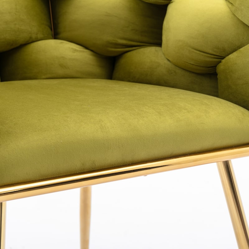 Olive Green Modern 28.7" Velvet Upholstered Accent Chairs with Gold - Plated Metal Legs (Set of 2)