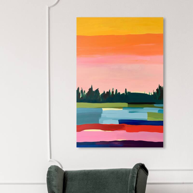 Wynwood Studio Nature and Landscape Spicy Sunset Orange and Tropical Wall Art Canvas Print - 45 x 30