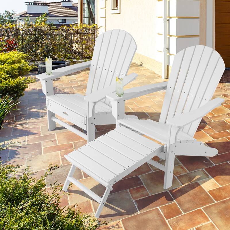 Costway 2 PCS Outdoor Patio HDPE Adirondack Chair Beach Seat - 29''x 53''x 37.5''