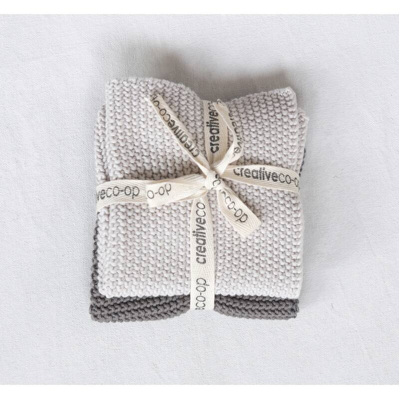 Square Cotton Knit Dish Cloths - 10.5"L x 10.5"W x 0.3"H