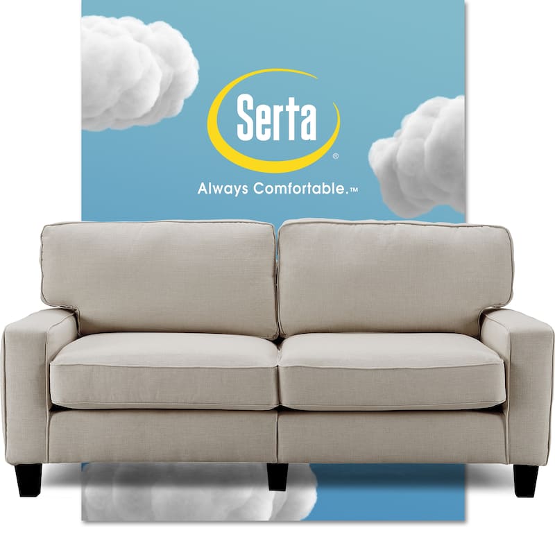 Serta Palisades Upholstered 73" Sofas for Living Room Modern Design Couch, Straight Arms, Soft Upholstery, Tool-Free Assembly - Light grey