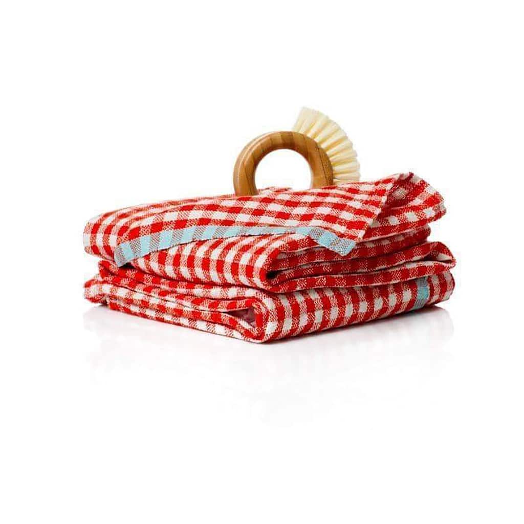 Caravan Gingham Towels - Set of 2 - Orange/Aqua