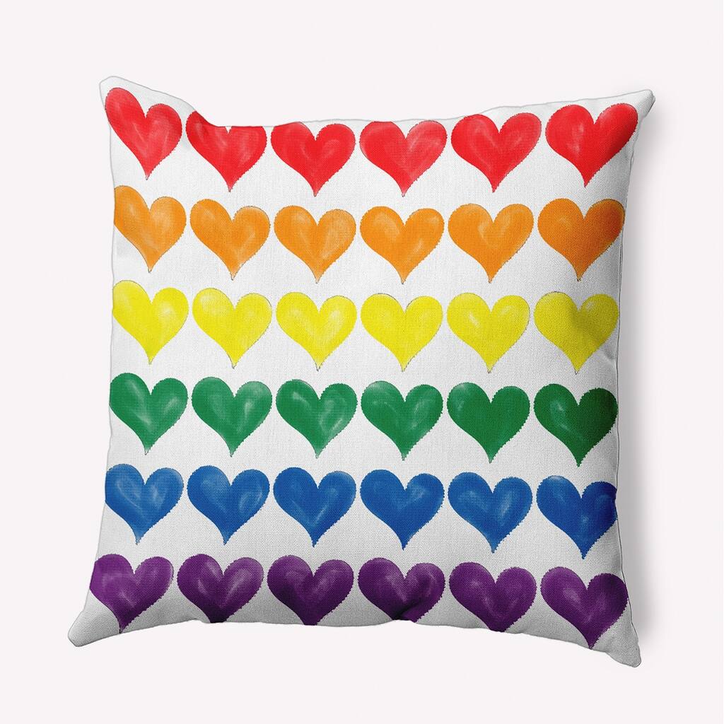 Pride Hearts Valentine's Day Decorative Indoor/Outdoor Pillow