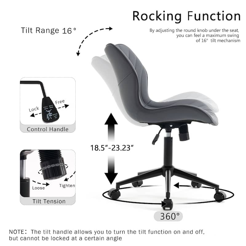 Faux Leather Office Chair with Wheels, Upholstered Task Chair