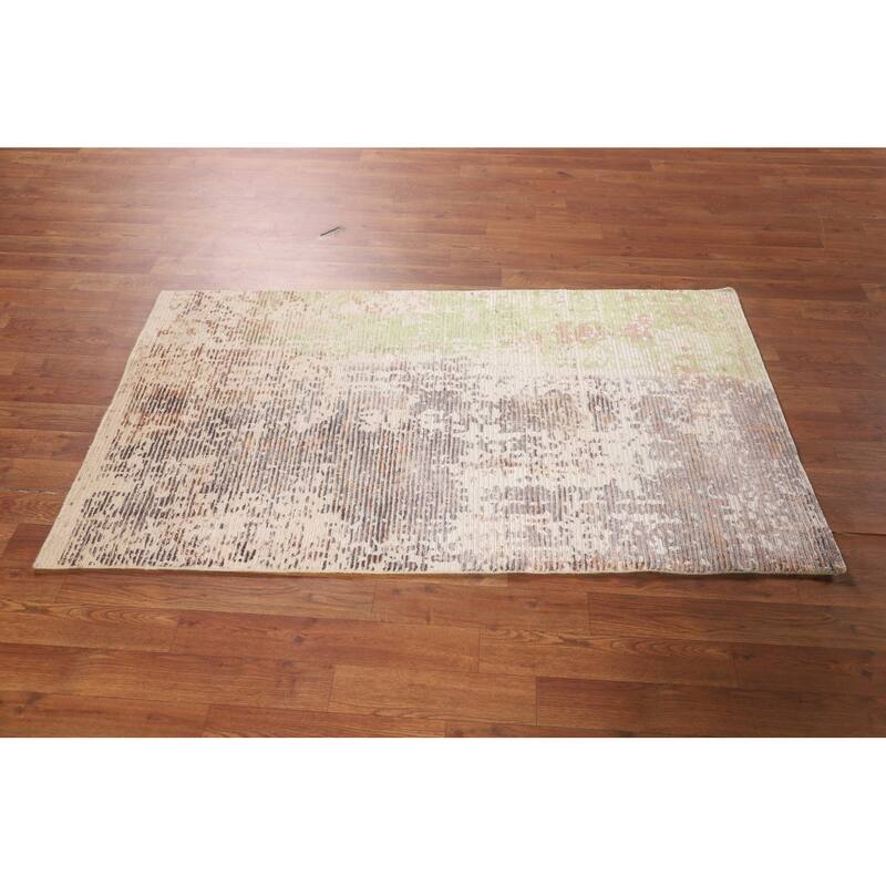 Contemporary Abstract Indian Foyer Rug Hand-Knotted Wool Carpet - 2'10"x 5'2"