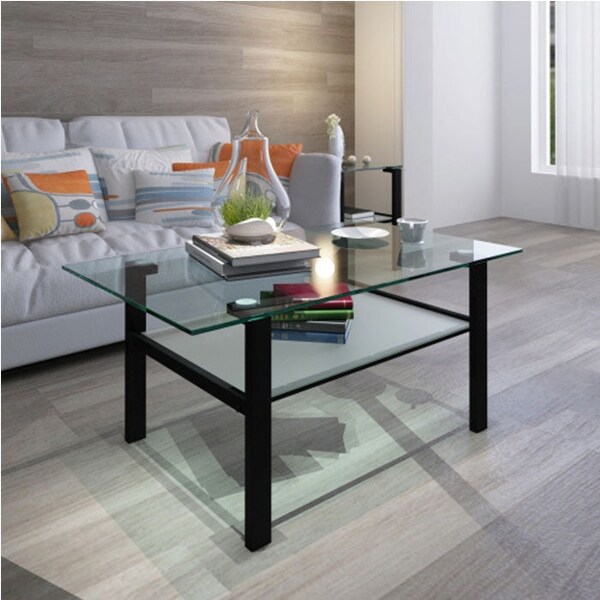 Black coffee table glass side center table modern simple table Bed Bath Beyond 37254104