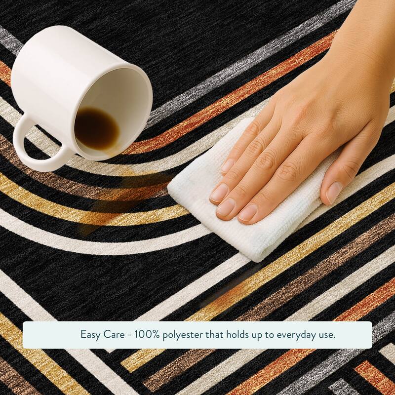 Machine Washable Indoor/ Outdoor Modern Leawood Chantille Rug