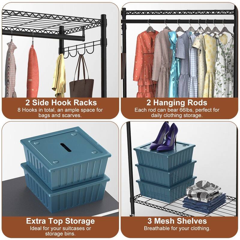 2-Tier Clothing Rack with Dust Cover