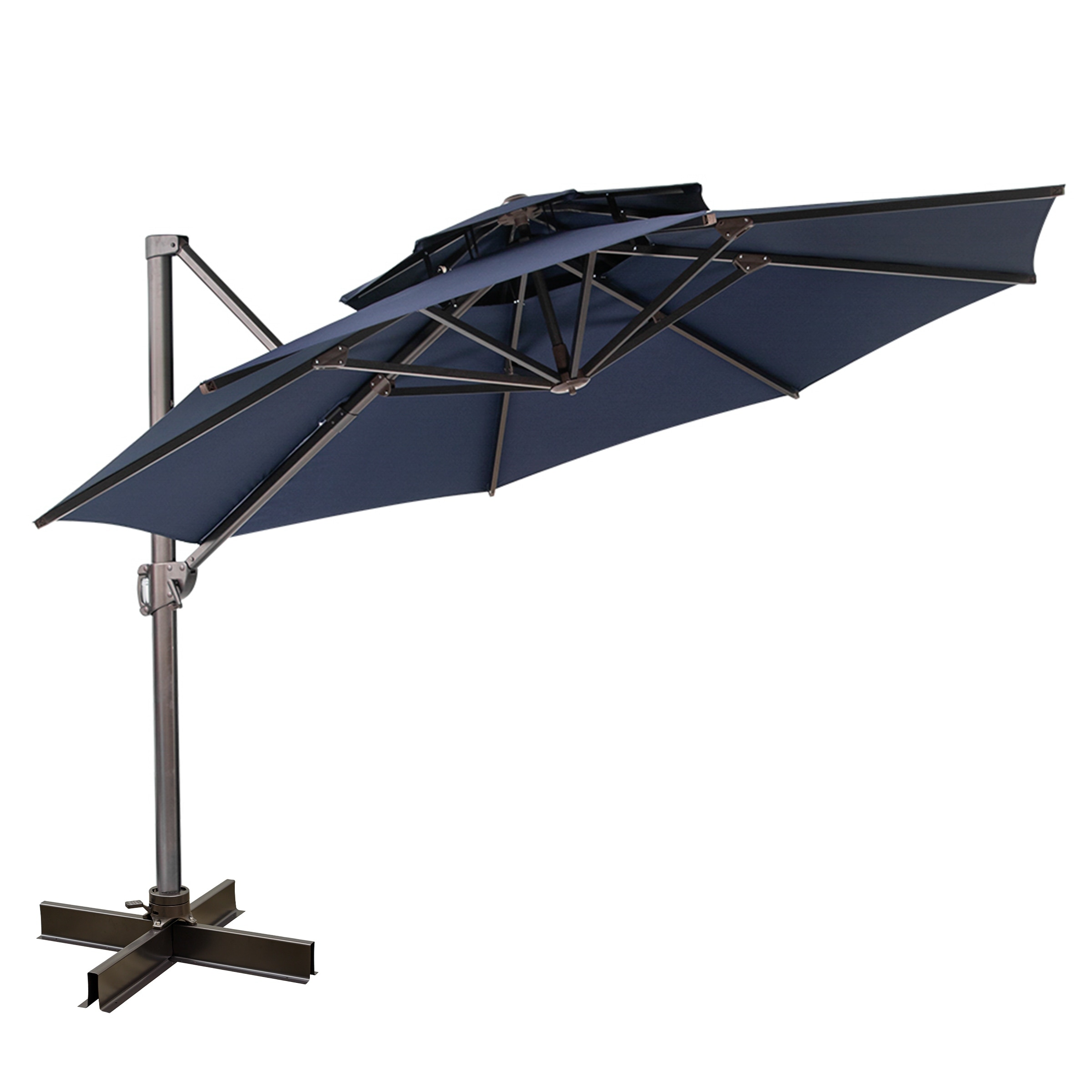 11.5' Luxury Outdoor Double Top Cantilever Umbrella Navy - Crestlive  Products : Target