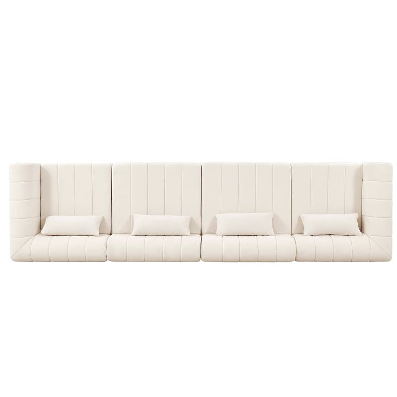 145.5" Modular Sofa Couch, Modern Sectional Sofa for Living Room, Polyester Upholstered Cloud Couch with Deep Seat