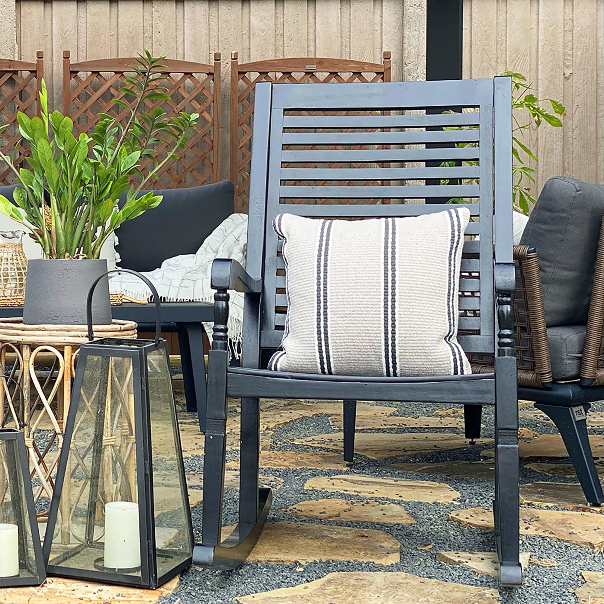 MAISON ARTS Outdoor 1-Piece Acacia Wood Rocking Chair