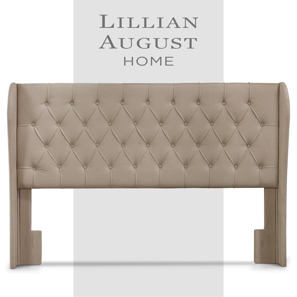 Lillian August Harlow Modern Wingback Upholstered Headboard with Diamond-Tufting, King Size, Soft Beige