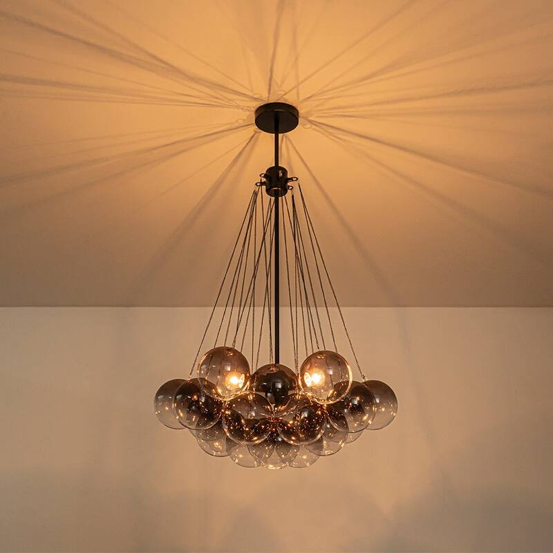 Dramatic 3-Light Gradient Transparent Glass Bubble Chandelier - 15.7 in