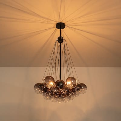 Dramatic 3-Light Gradient Transparent Glass Bubble Chandelier - 15.7 in