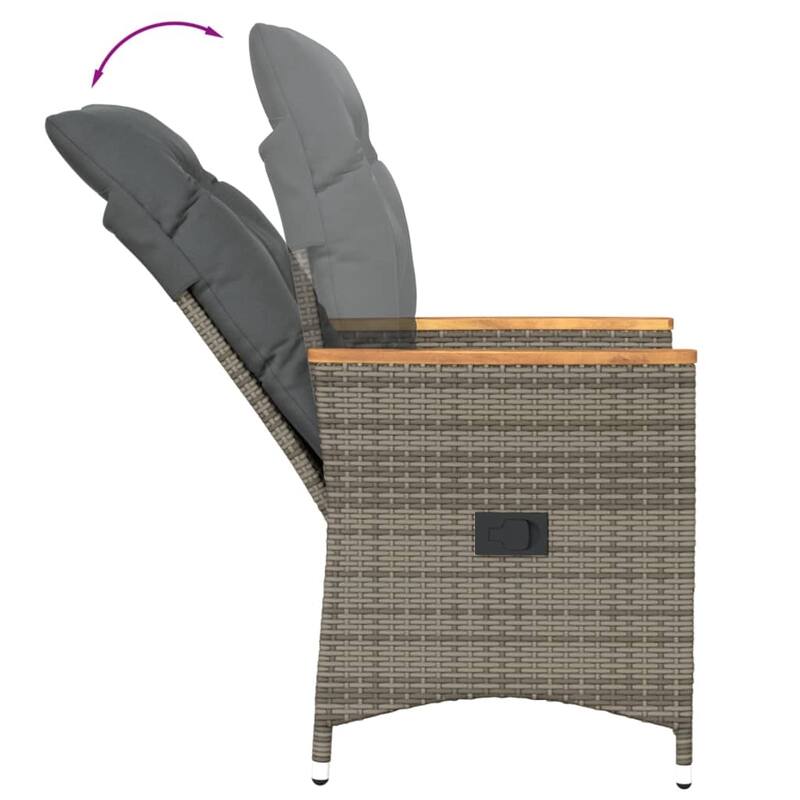 vidaXL Reclining Patio Chairs with Cushions Armchair Outdoor Seating Poly Rattan - 23.2 x 22.0 x 36.2